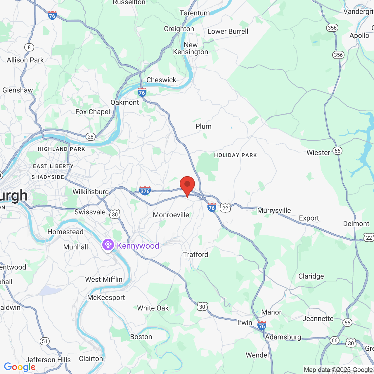 Google map image of our location in 4055 Monroeville Blvd Monroeville, PA